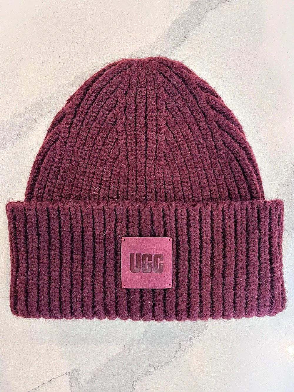 UGG Ribbed Chunky Toque Beanie Burgundy One Size